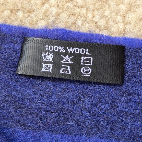 NWT AngelStory Blue Wool Scarf Fringed - Picture 5 of 7